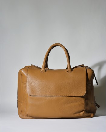 Sac à main en cuir texturé marron Falorni