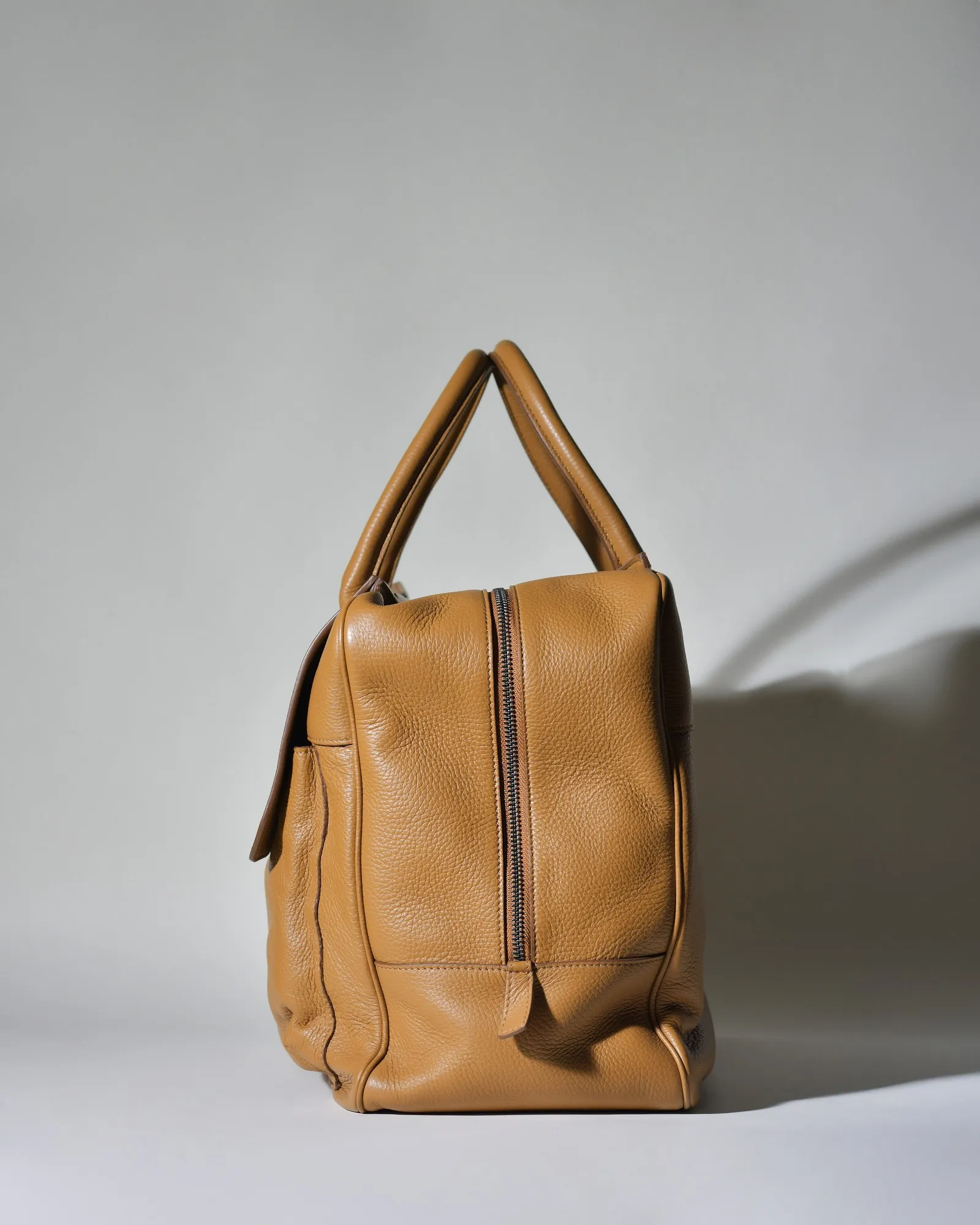 Sac à main en cuir texturé marron Falorni