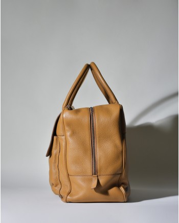 Sac à main en cuir texturé marron Falorni