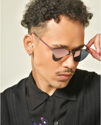 Lunettes de soleil rondes violets à effet miroir Carven