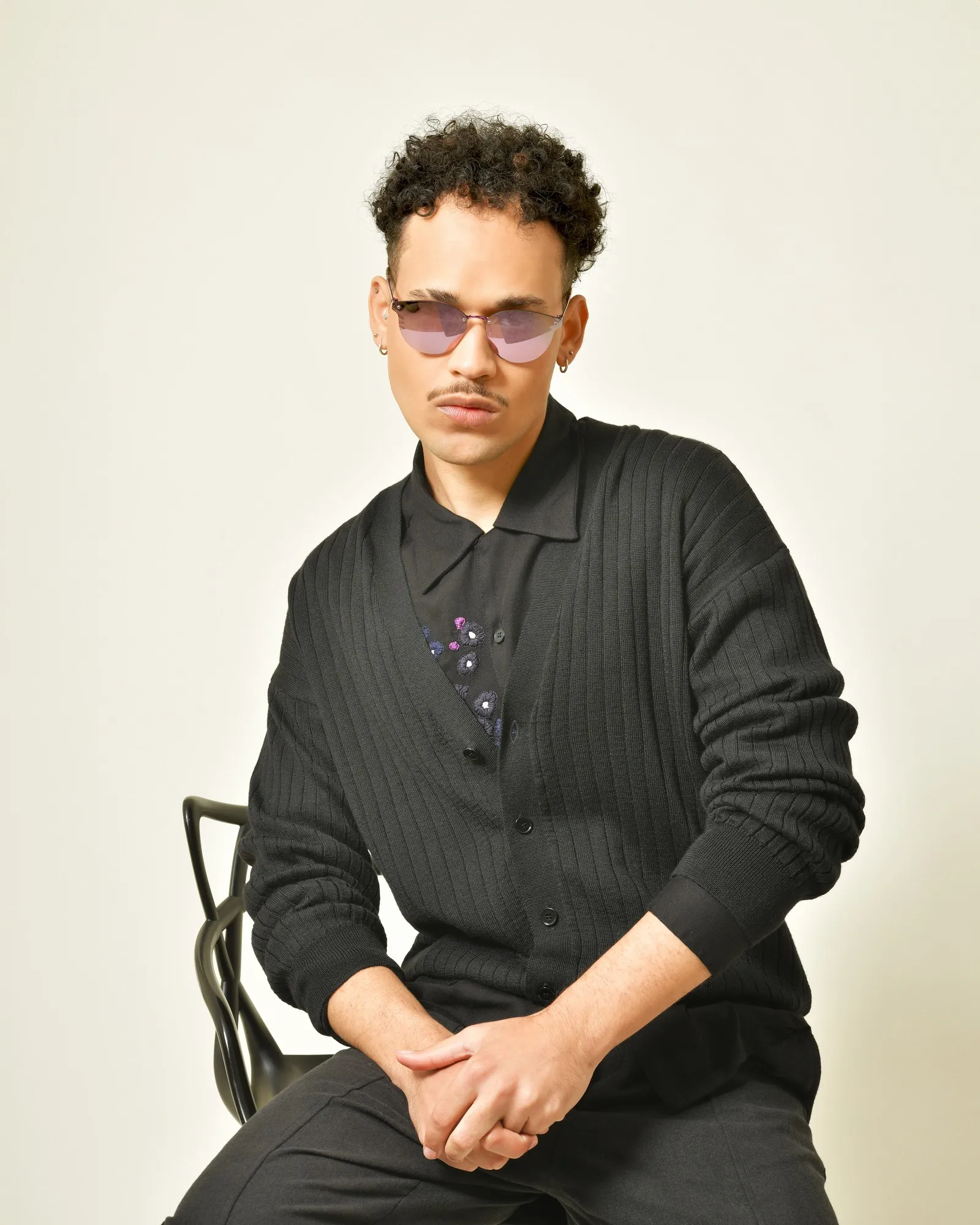 Lunettes de soleil rondes violets à effet miroir Carven