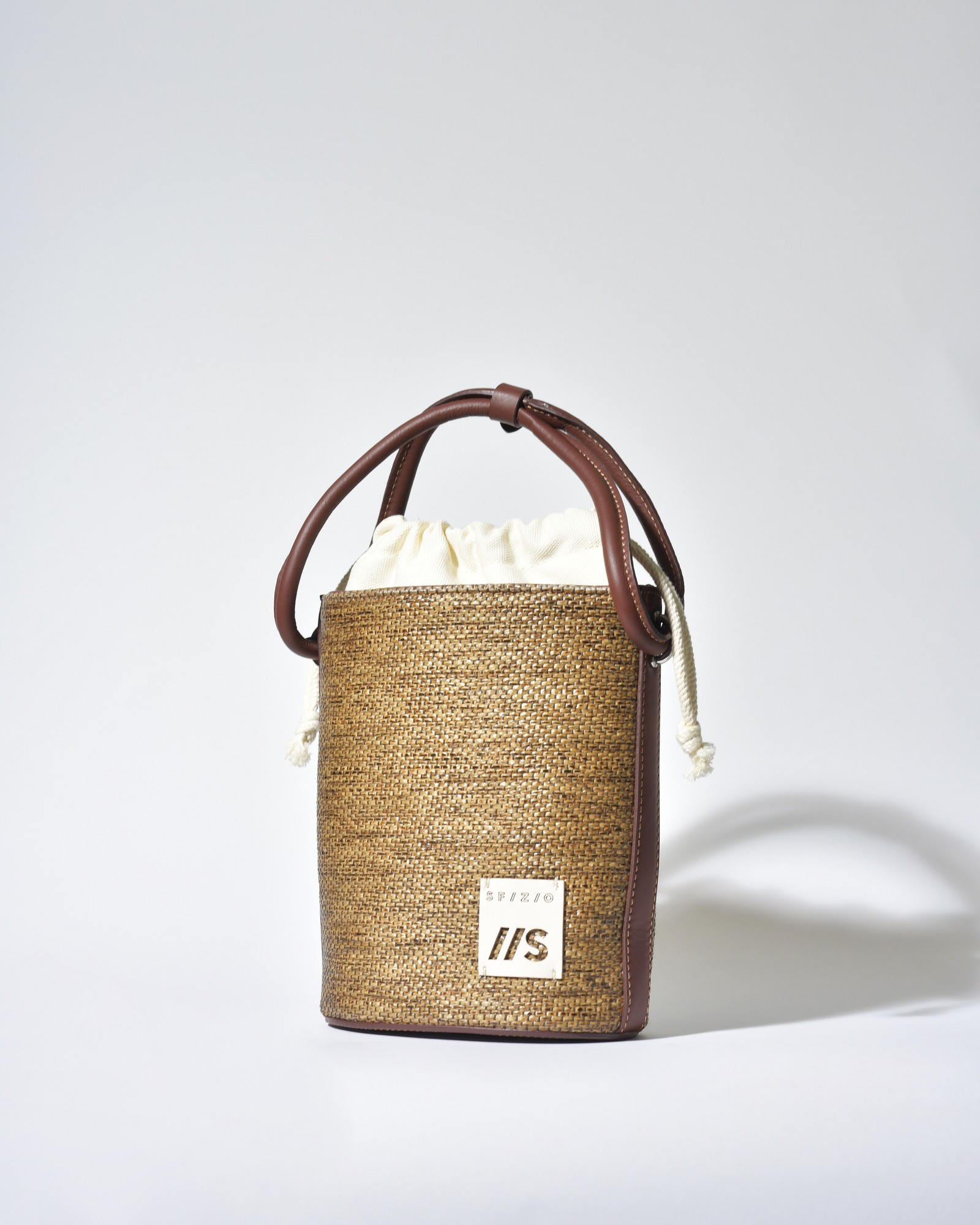 Sac seau en raphia marron Sfizio 