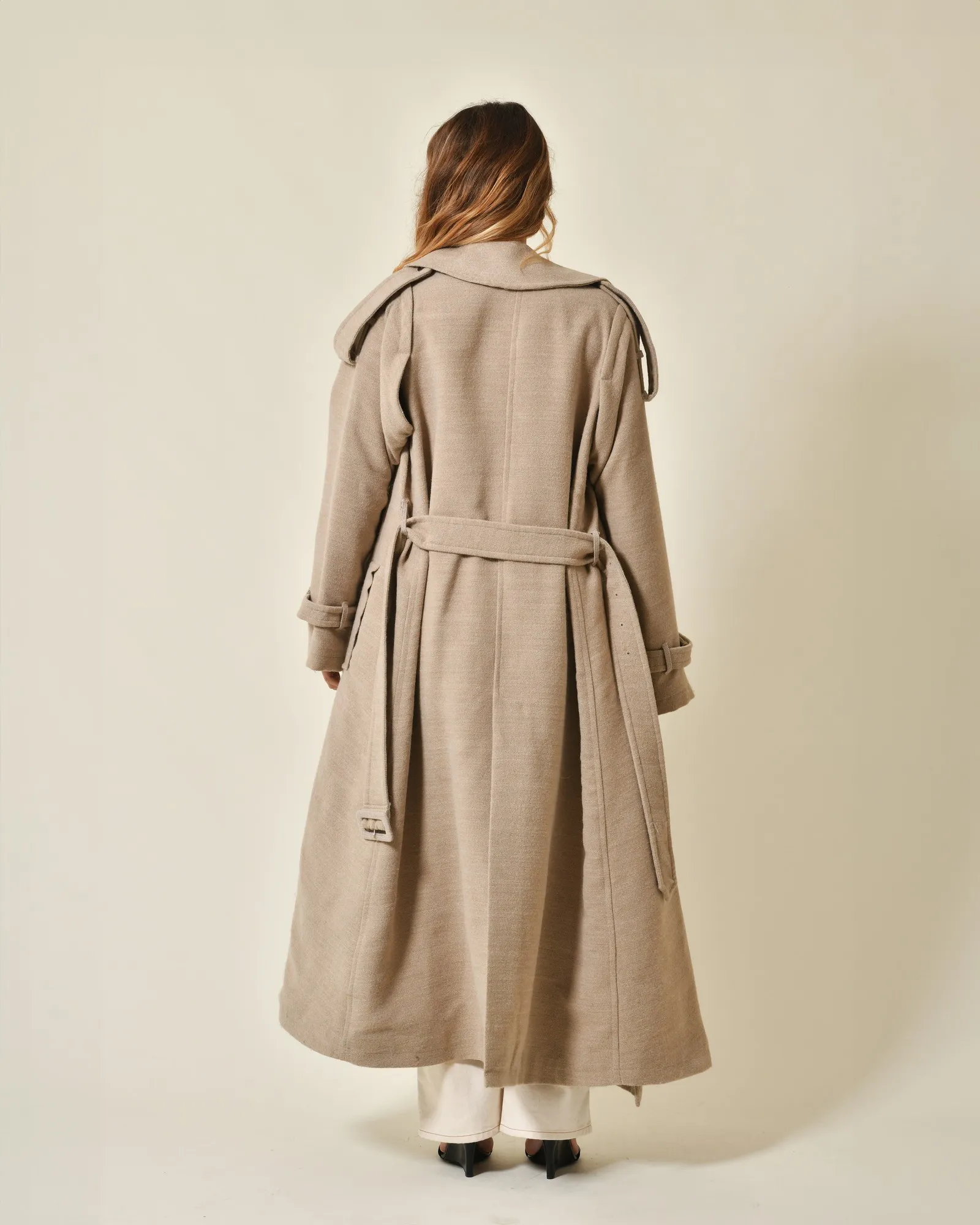 Trench Coat Long En Laine Pour Femme - Coupe Ample - Col Montant - Chaud Et Élégant Pour Automne-Hiver