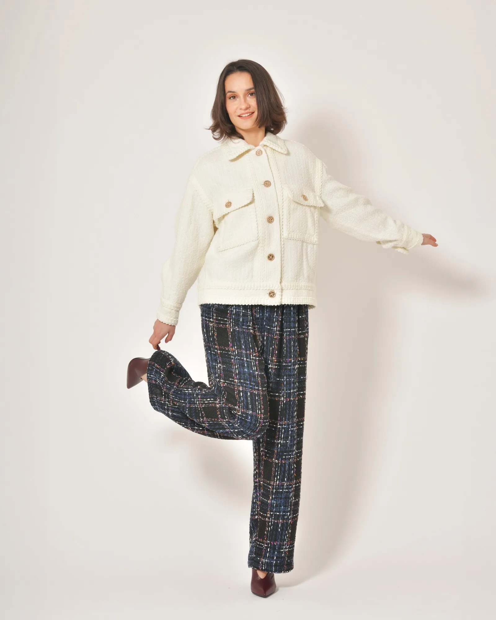 Pantalon en tweed à plis Edward Achour 