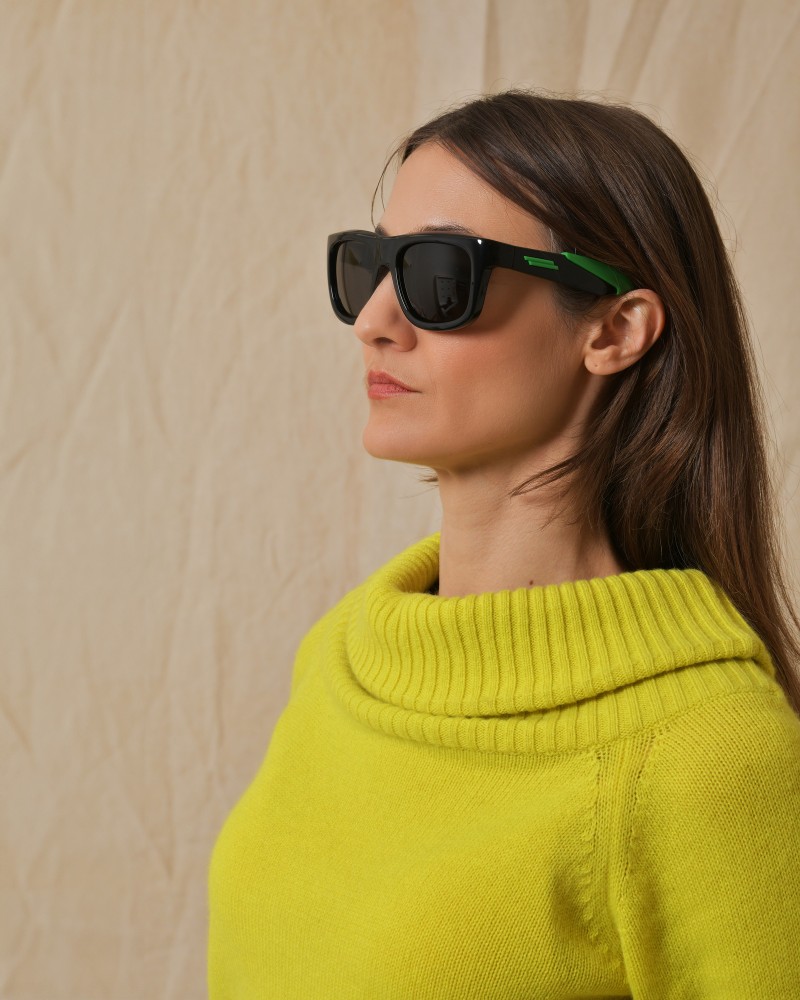 Lunettes en acétate noir et vert Bottega Veneta