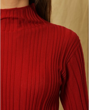 Pull en laine vierge rouge Malloni