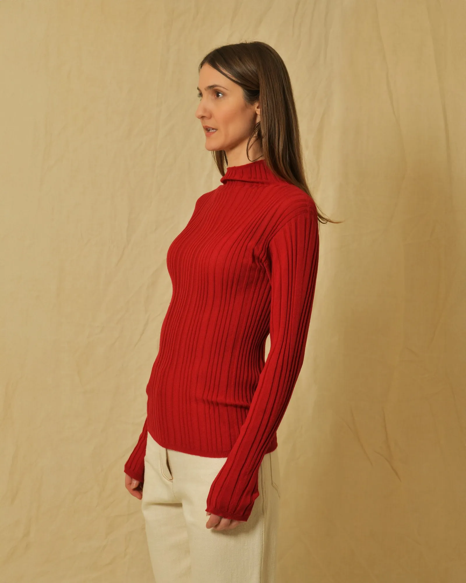 Pull en laine vierge rouge Malloni