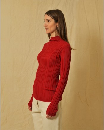Pull en laine vierge rouge Malloni