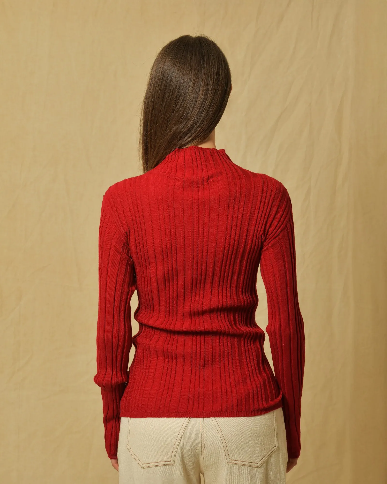 Pull en laine vierge rouge Malloni