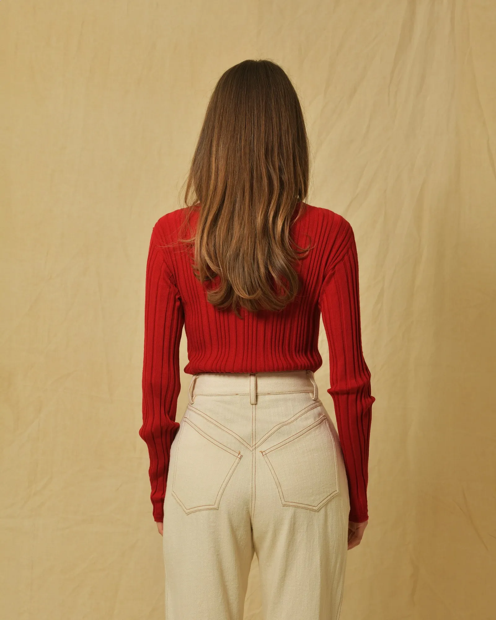 Pull en laine vierge rouge Malloni