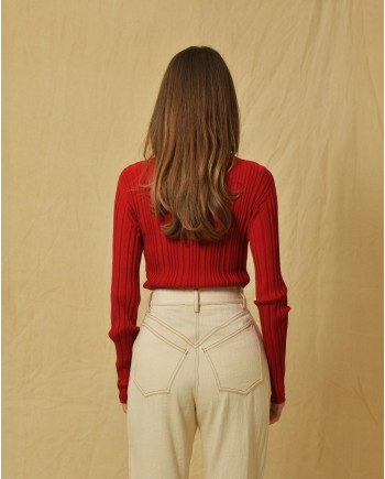 Pull en laine vierge rouge Malloni