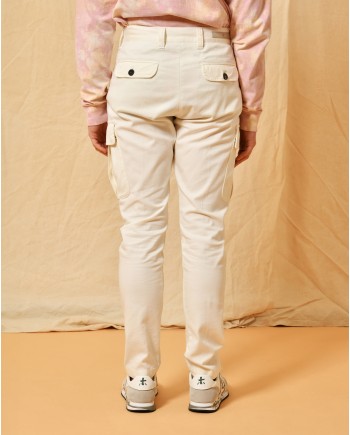 Pantalon cargo en coton blanc Eleventy 