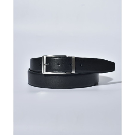 Ceinture en cuir noir texturé réglable Falorni
