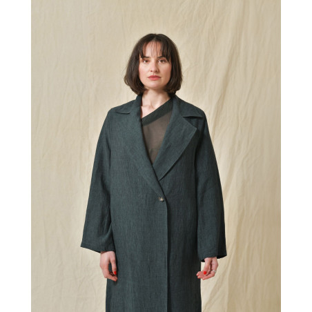 Manteau en lin vert Diega