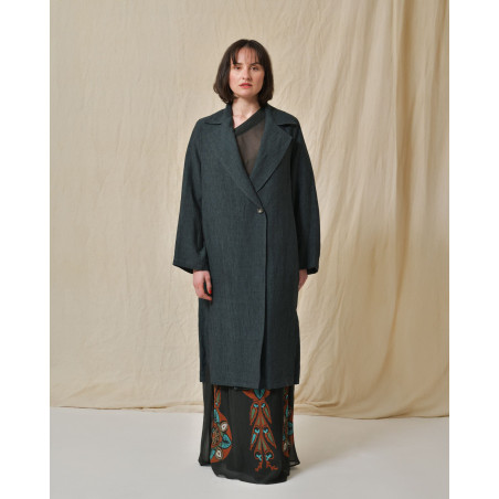 Manteau en lin vert Diega