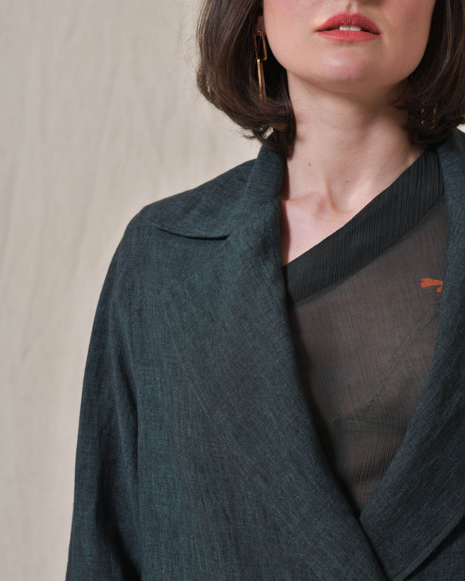 Manteau en lin vert Diega