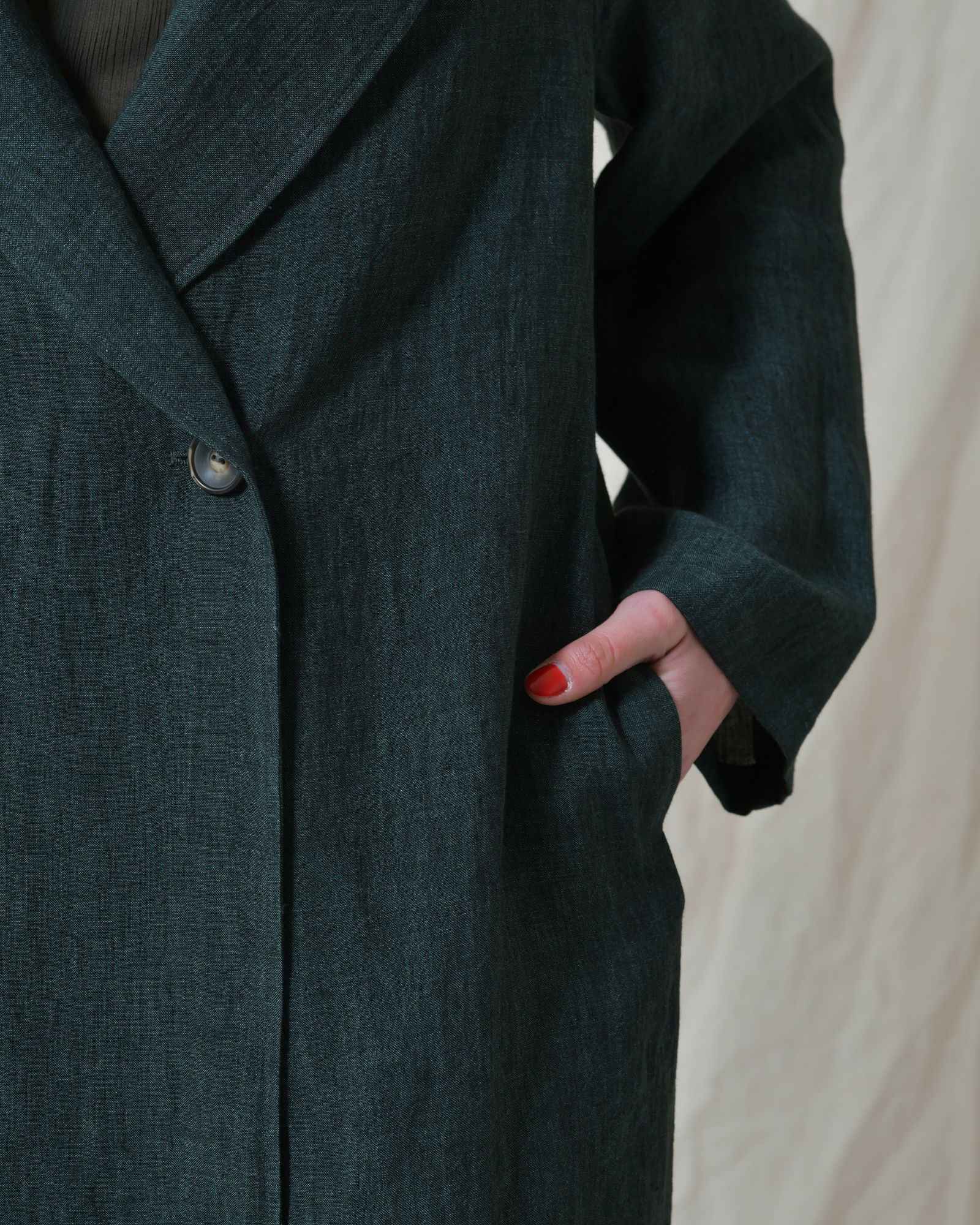 Manteau en lin vert Diega