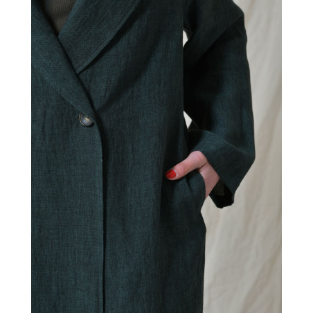 Manteau en lin vert Diega