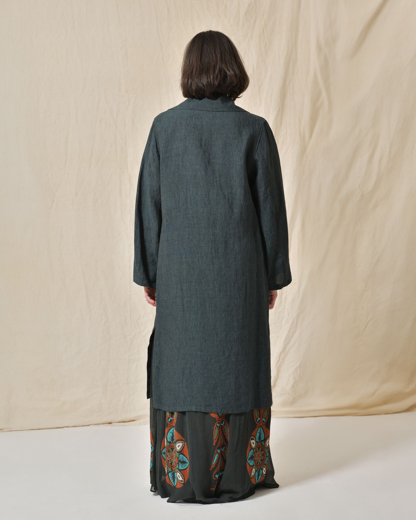 Manteau en lin vert Diega