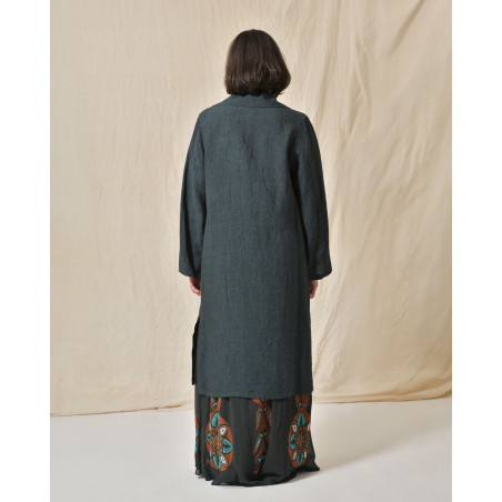Manteau en lin vert Diega
