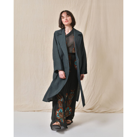 Manteau en lin vert Diega