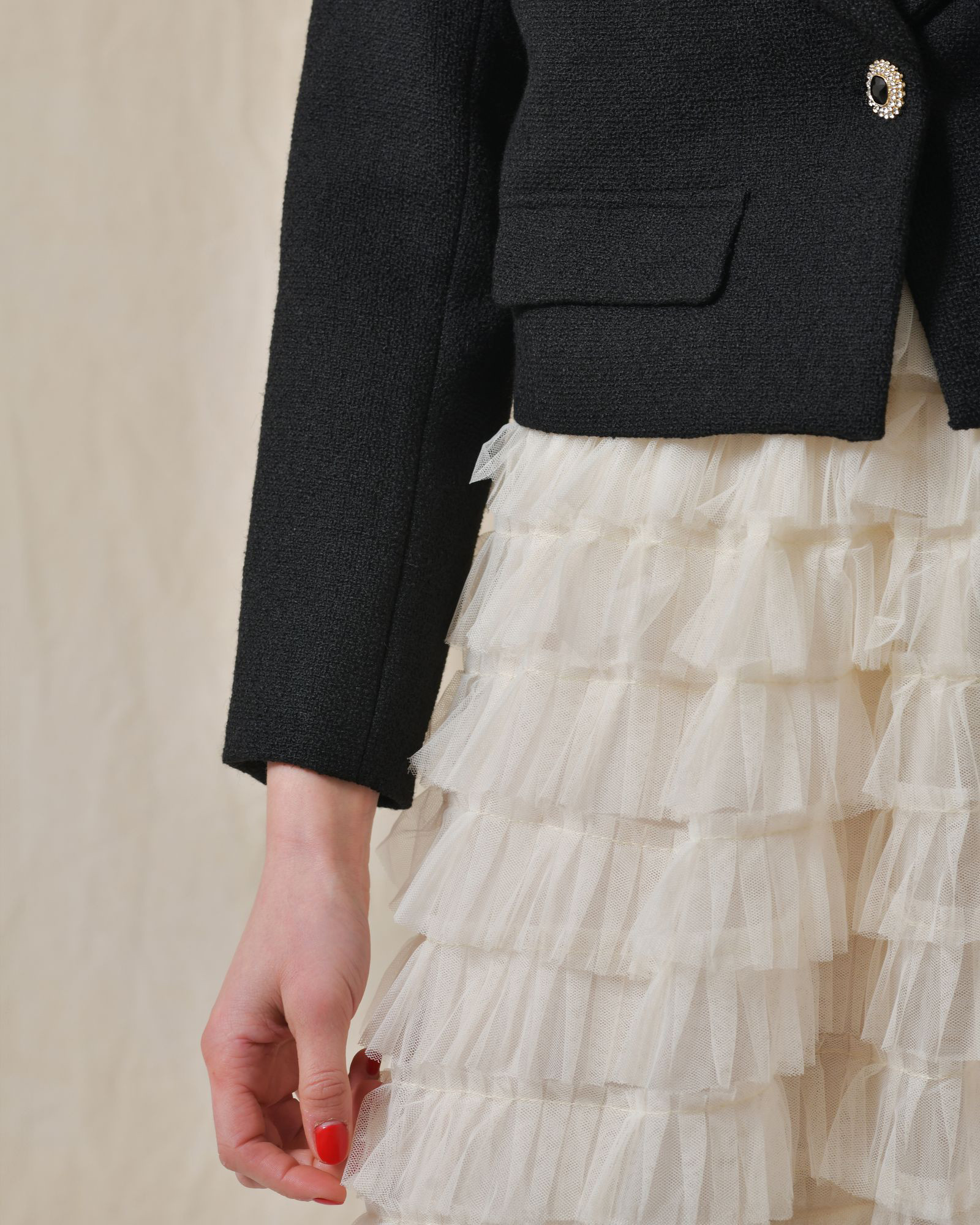 Veste à col châle à bouton strass Edward Achour