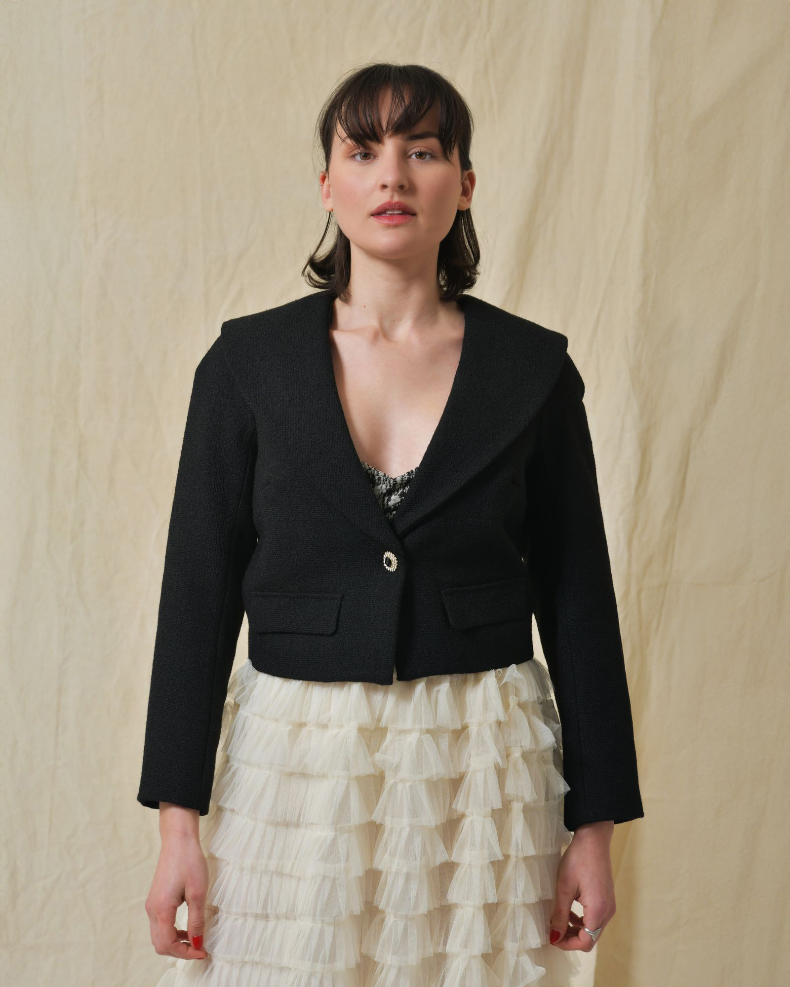 Veste à col châle à bouton strass Edward Achour