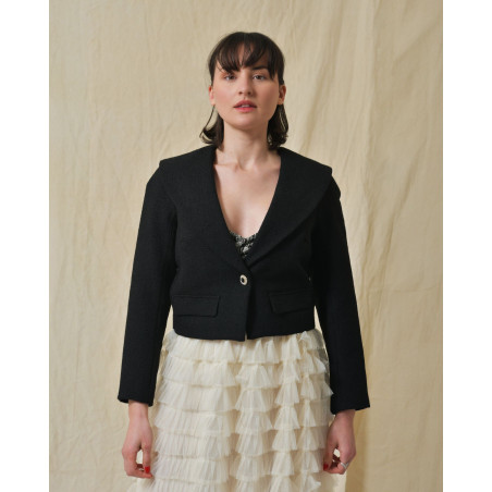 Veste à col châle à bouton strass Edward Achour