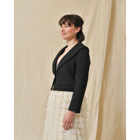 Veste à col châle à bouton strass Edward Achour