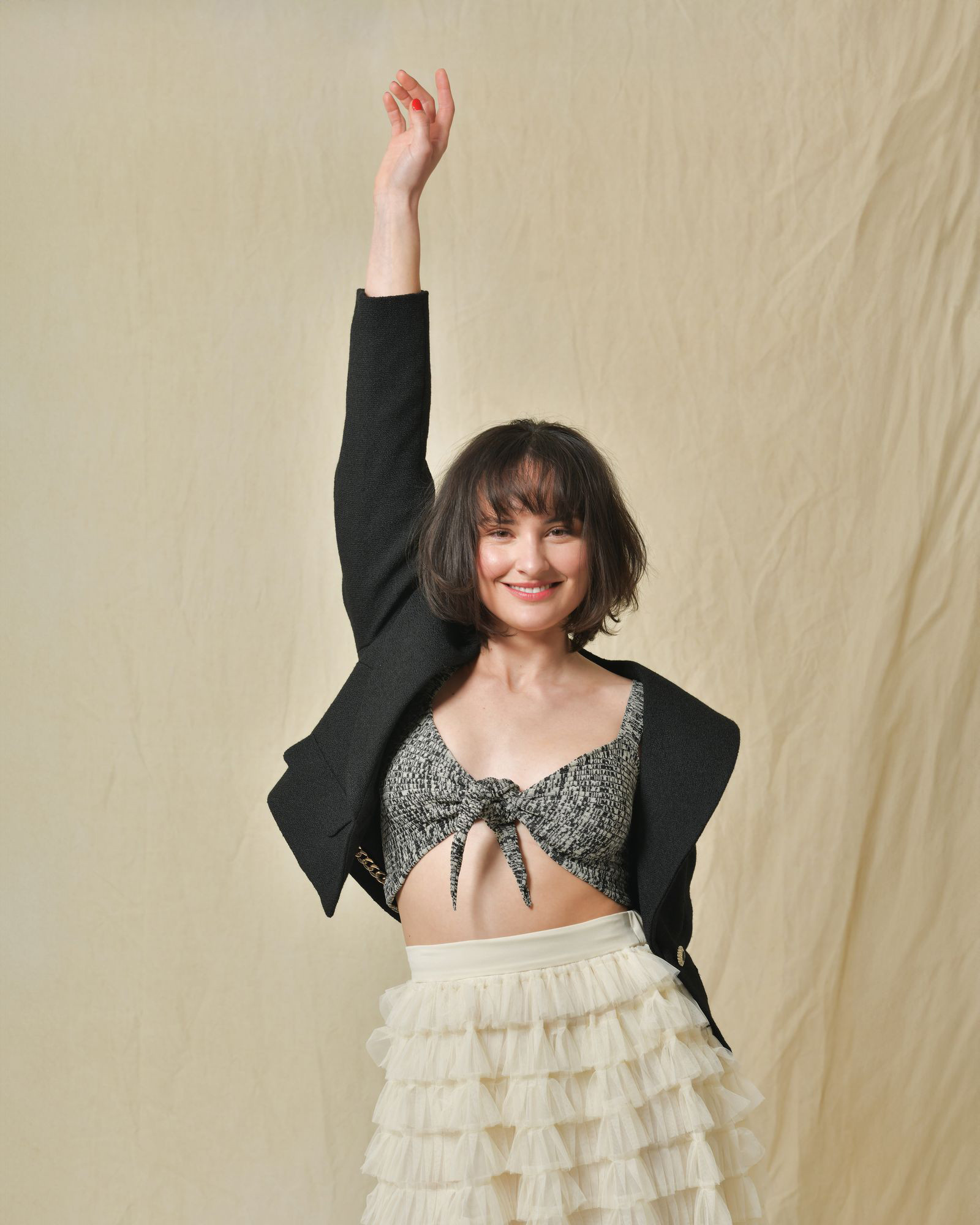 Veste à col châle à bouton strass Edward Achour