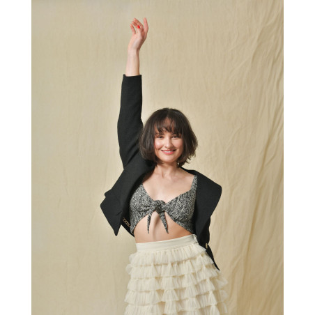 Veste à col châle à bouton strass Edward Achour