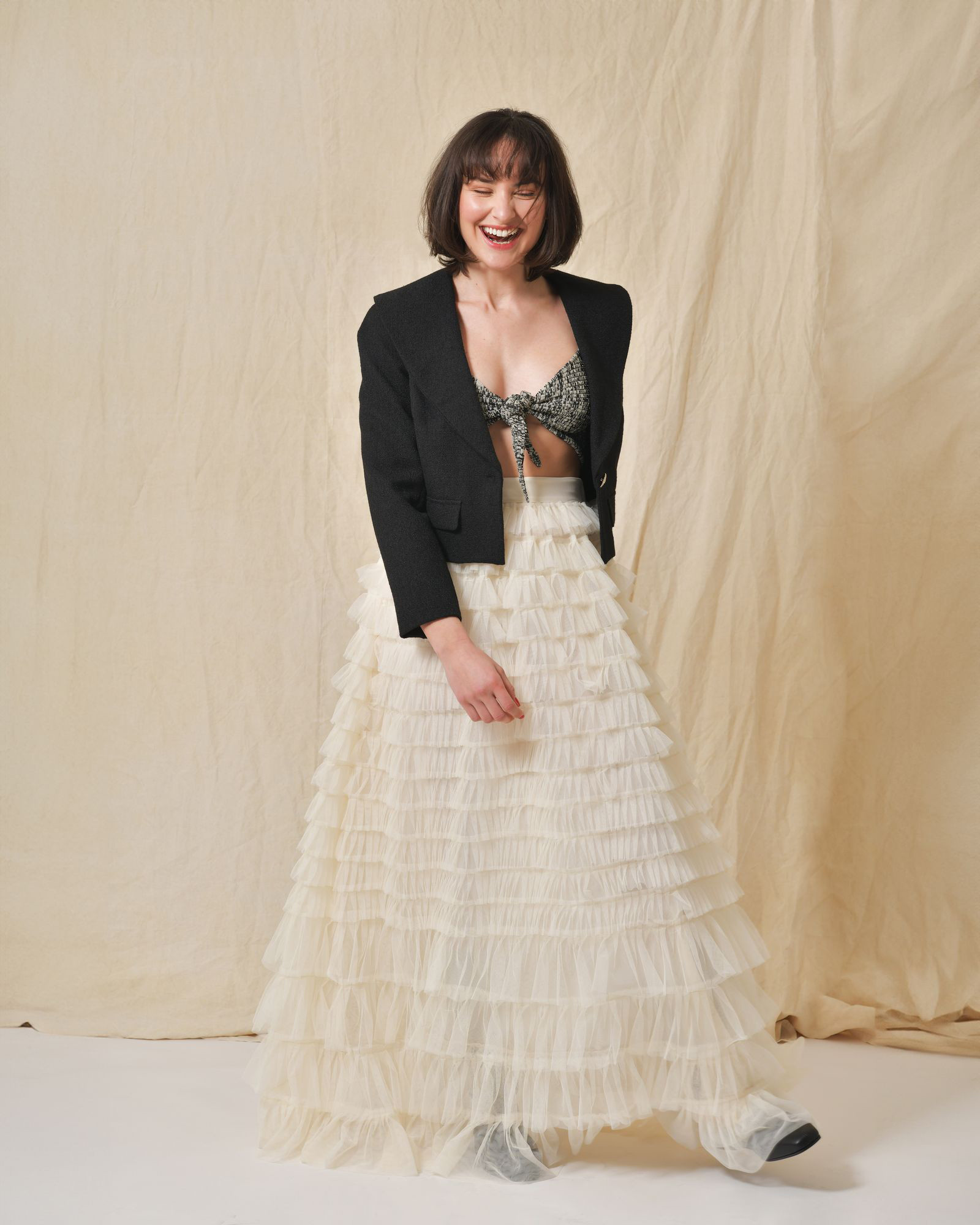 Veste à col châle à bouton strass Edward Achour