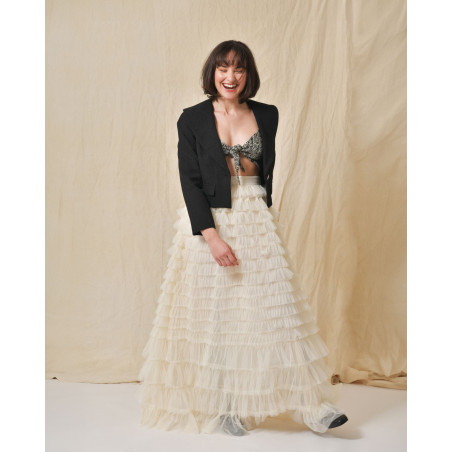 Veste à col châle à bouton strass Edward Achour