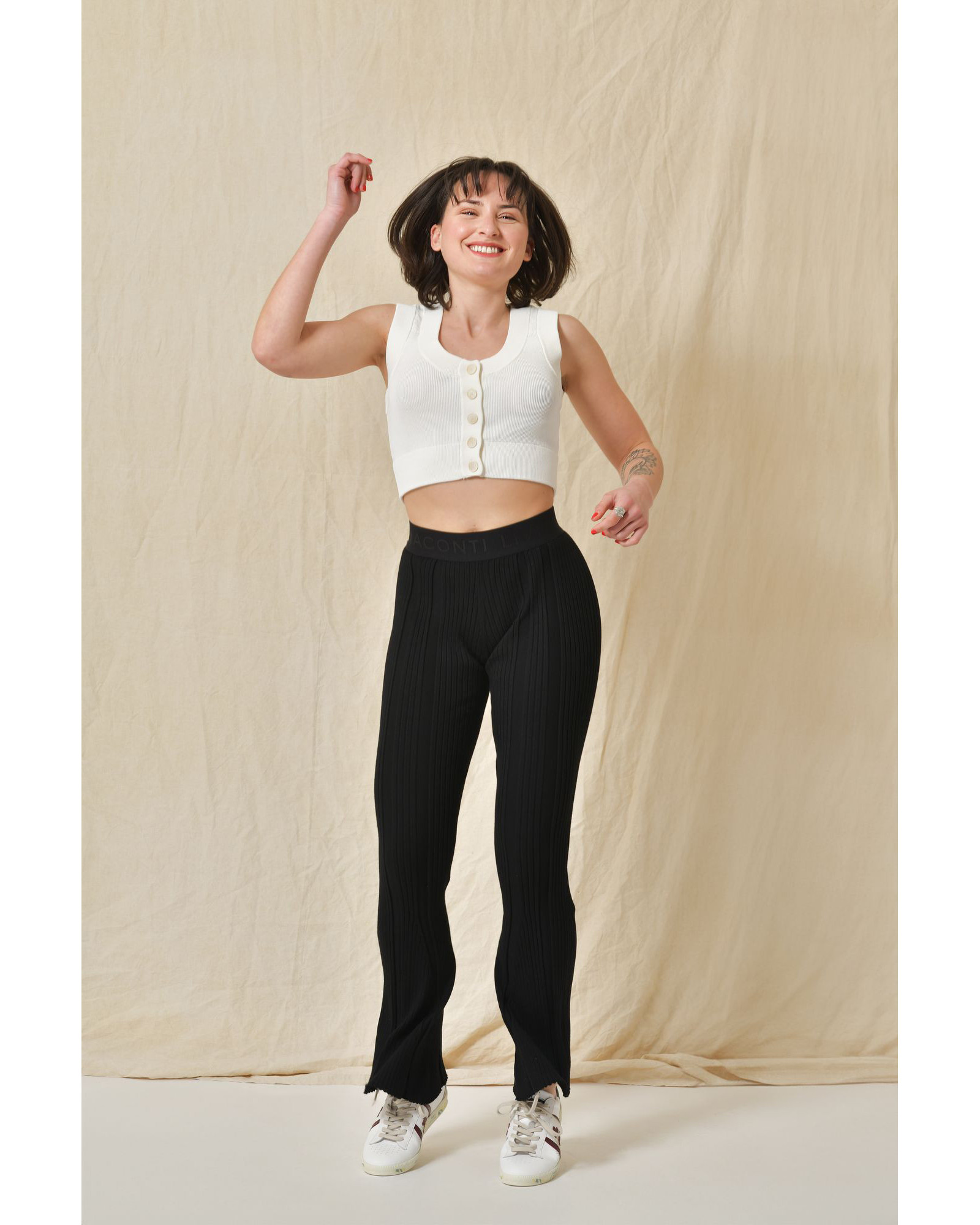 Pantalon en viscose côtelé Liviana Conti