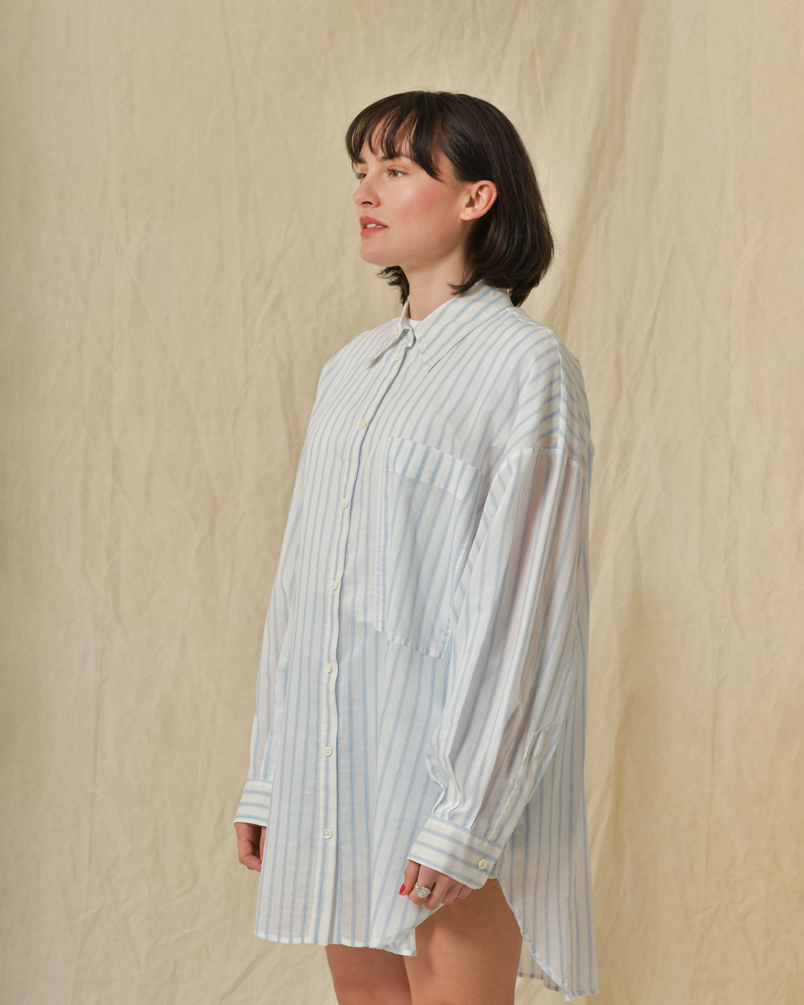 Chemise en coton et soie à rayures Hache