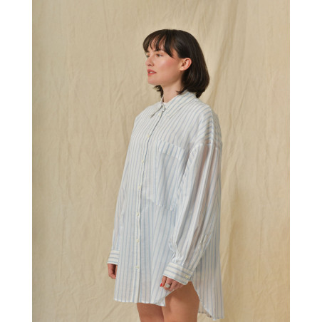 Chemise en coton et soie à rayures Hache