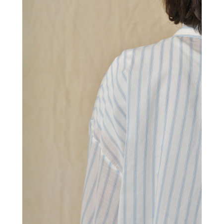 Chemise en coton et soie à rayures Hache