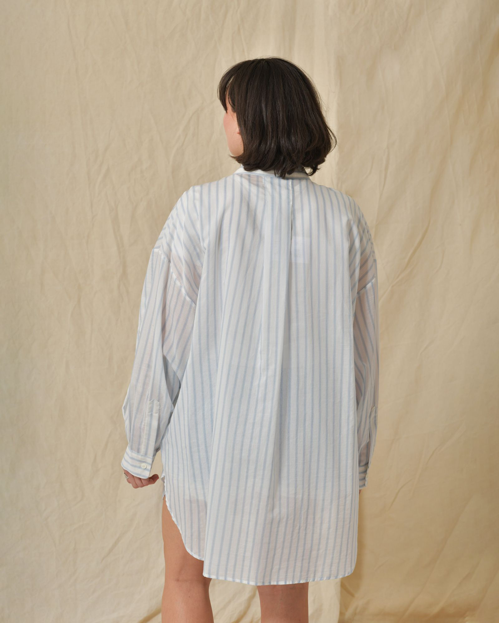 Chemise en coton et soie à rayures Hache