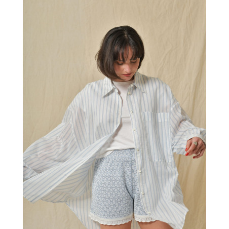 Chemise en coton et soie à rayures Hache