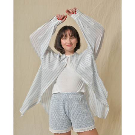 Chemise en coton et soie à rayures Hache