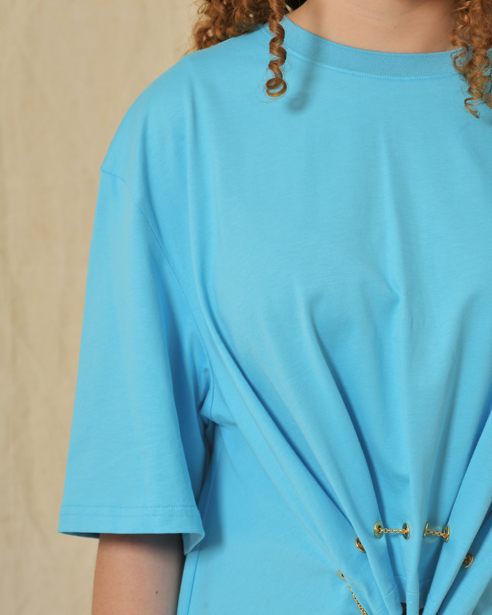 T-shirt en coton bleu asymétrique Edward Achour