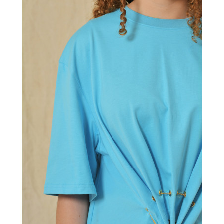 T-shirt en coton bleu asymétrique Edward Achour