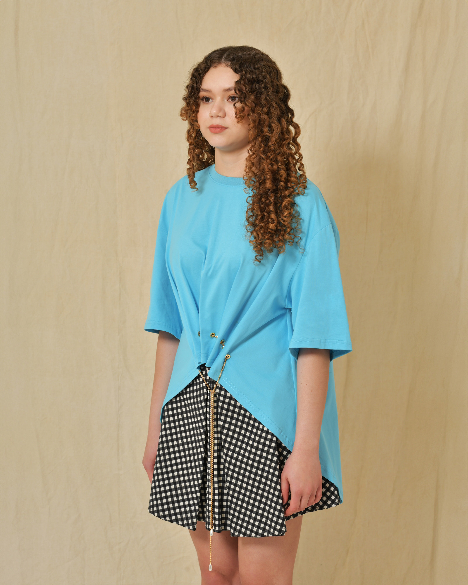 T-shirt en coton bleu asymétrique Edward Achour