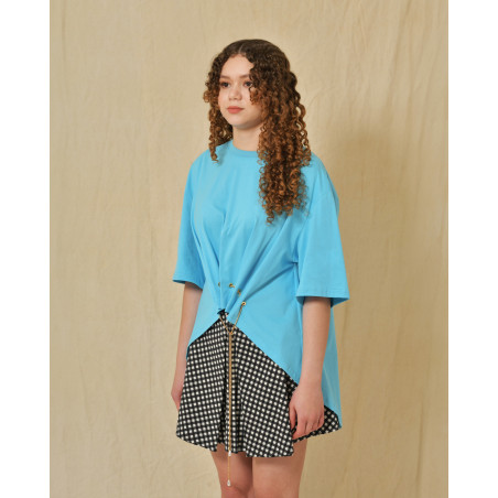 T-shirt en coton bleu asymétrique Edward Achour