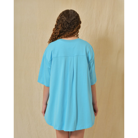 T-shirt en coton bleu asymétrique Edward Achour