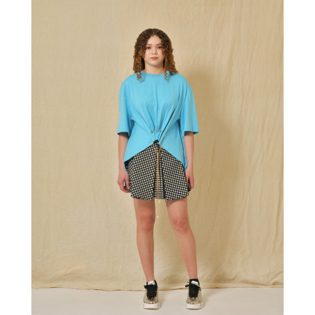 T-shirt en coton bleu asymétrique Edward Achour