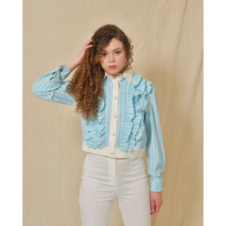 Veste à rayures bleues à empiècements Edward Achour