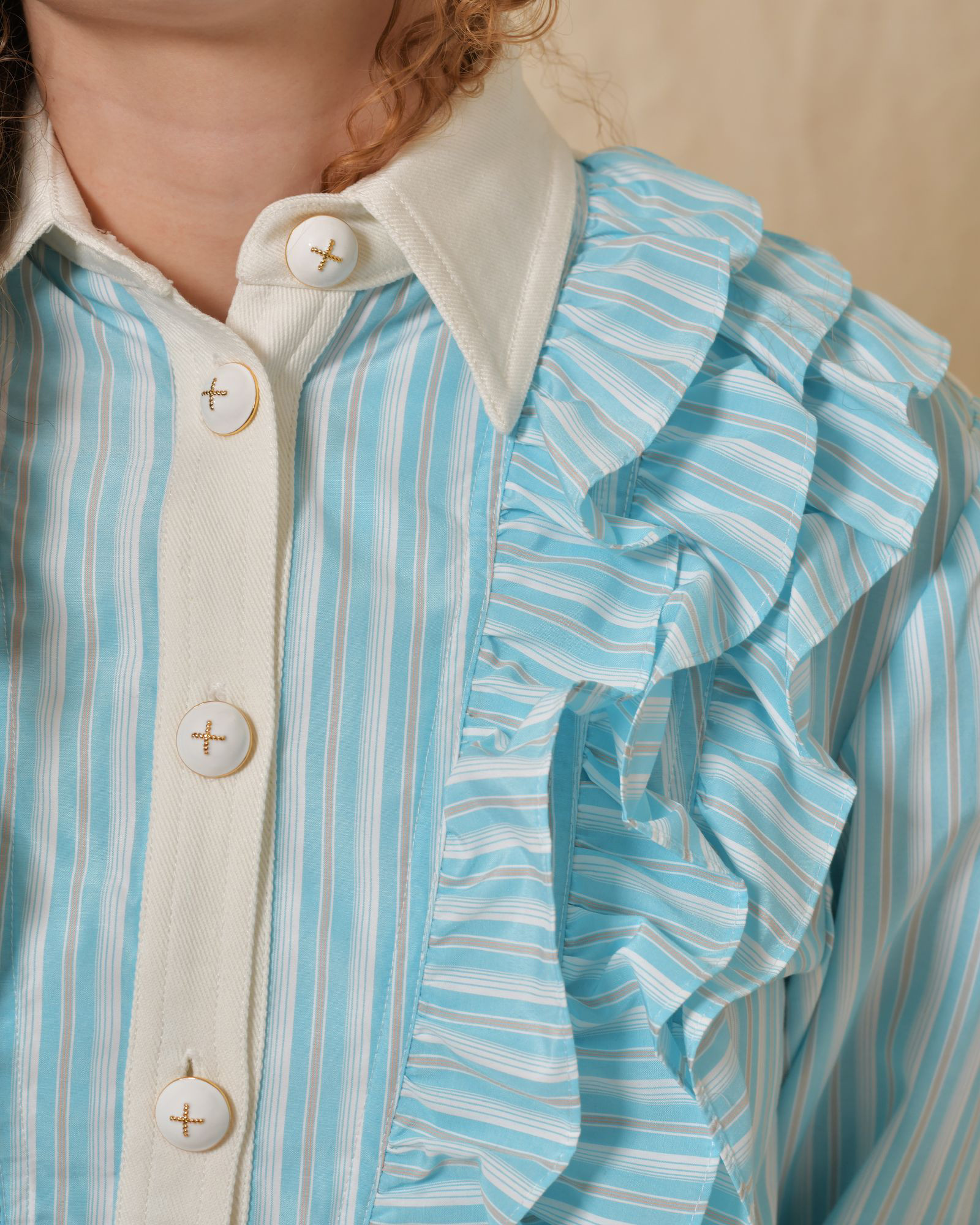 Veste à rayures bleues à empiècements Edward Achour