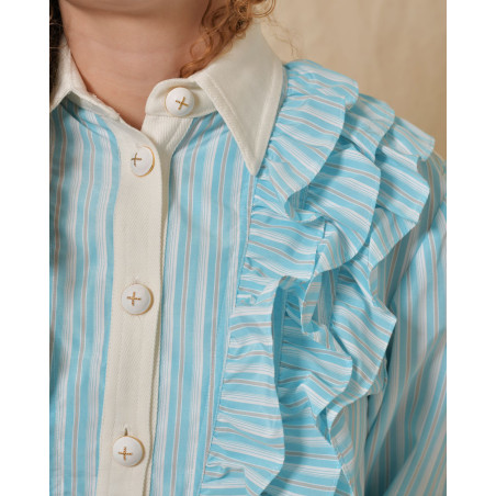 Veste à rayures bleues à empiècements Edward Achour