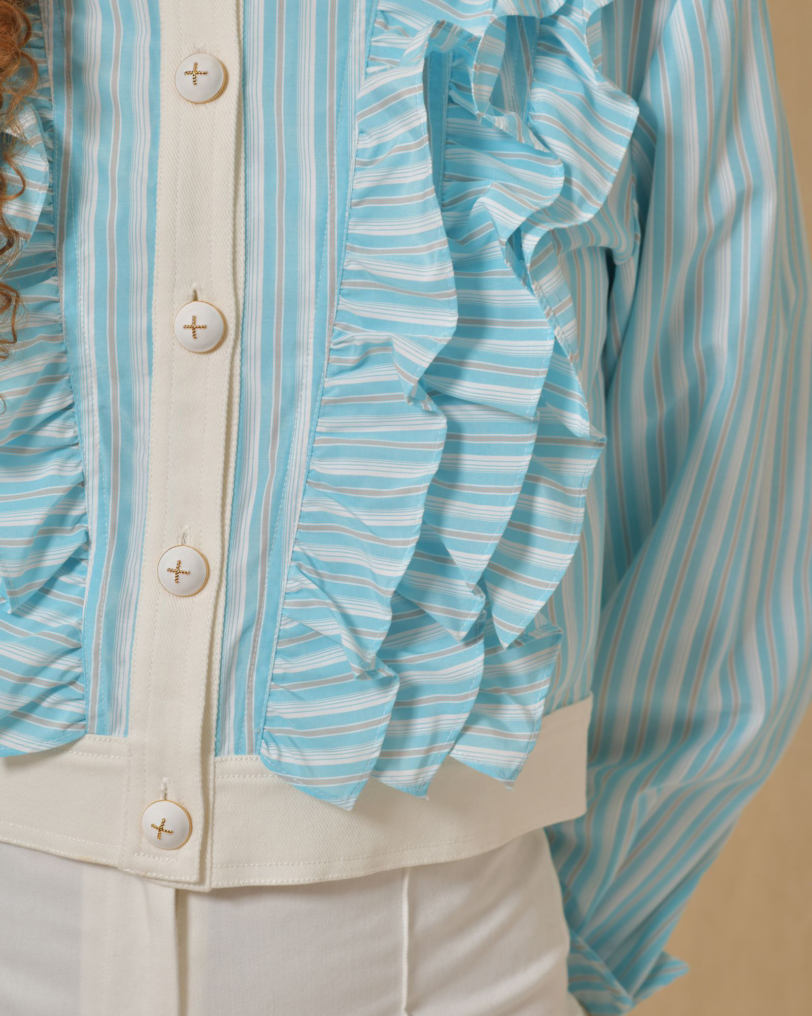 Veste à rayures bleues à empiècements Edward Achour